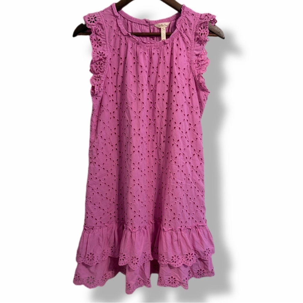 Matilda Jane Pink Eyelet Ruffle Sleeve Dress Cotton Boho Feminine S - Picture 9 of 9